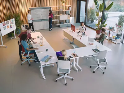 Sedus selab flip klapptisch weiss verkettet kombination sitzungszimmer modular uform