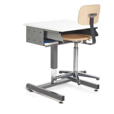 Embru 5770 Schultisch Einfachtablar hinten Hefte stuhl stuhlaufhaengung